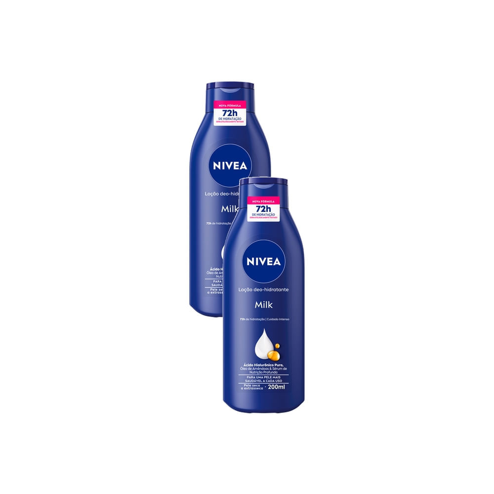 Kit 2 Loção Hidratante Nivea Milk Hidratação Profunda Pele Seca a Extrasseca 200ml