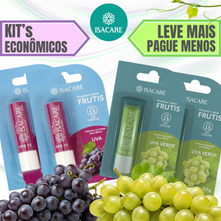 Hidratante Labial Isacare Uva FPS15 - Kits com 2, 3, 4, 6 ou 8 Unidades em Oferta na Shopee
