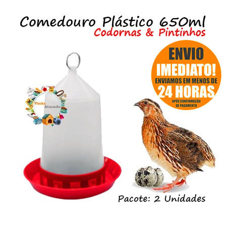 Kit 2 Comedouro Automatico Alimentador Para Codorna Pintinhos Aves Pequenas