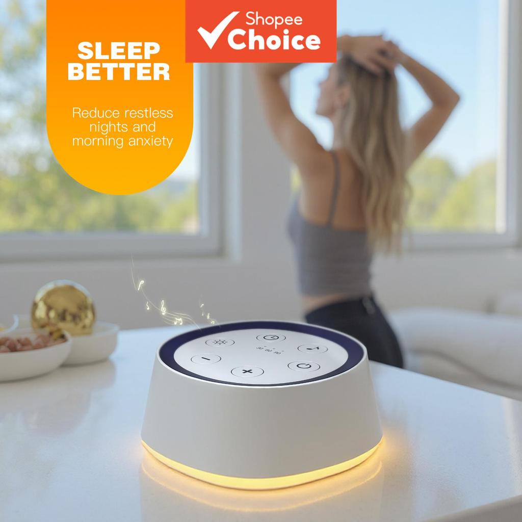  Máquina de Som de Ruído Branco Portátil - 24 Sons Suavizantes, Luz Noturna, Temporizador para Sono, Recarregável,