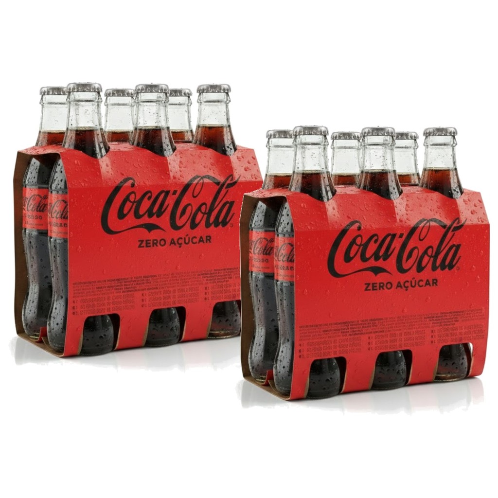 Kit 12 Refrigerante Coca Cola Zero Açucar Vidro 250ml