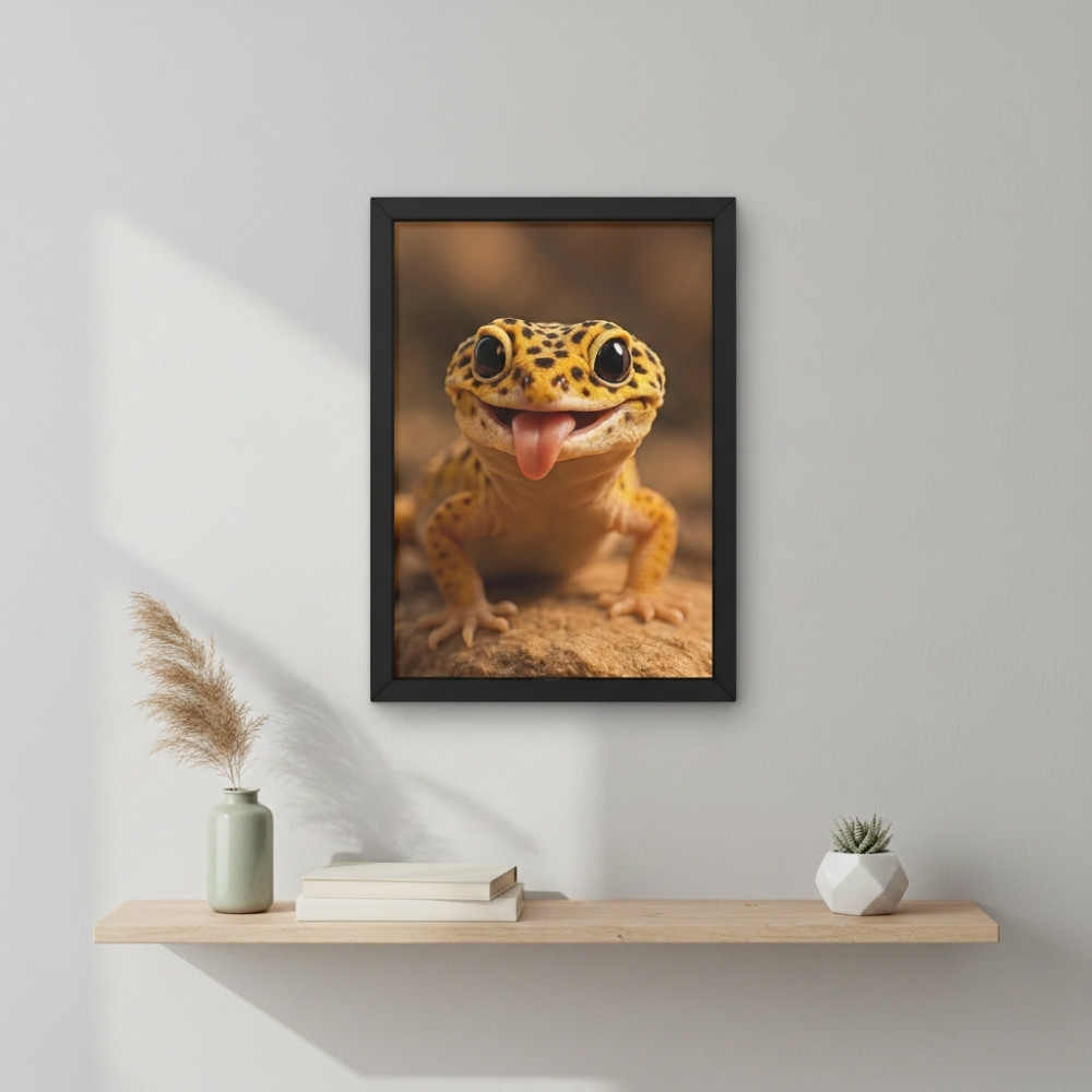Quadro Decorativo Salamandra Moldura Vidro A3 A4 A5 Premium