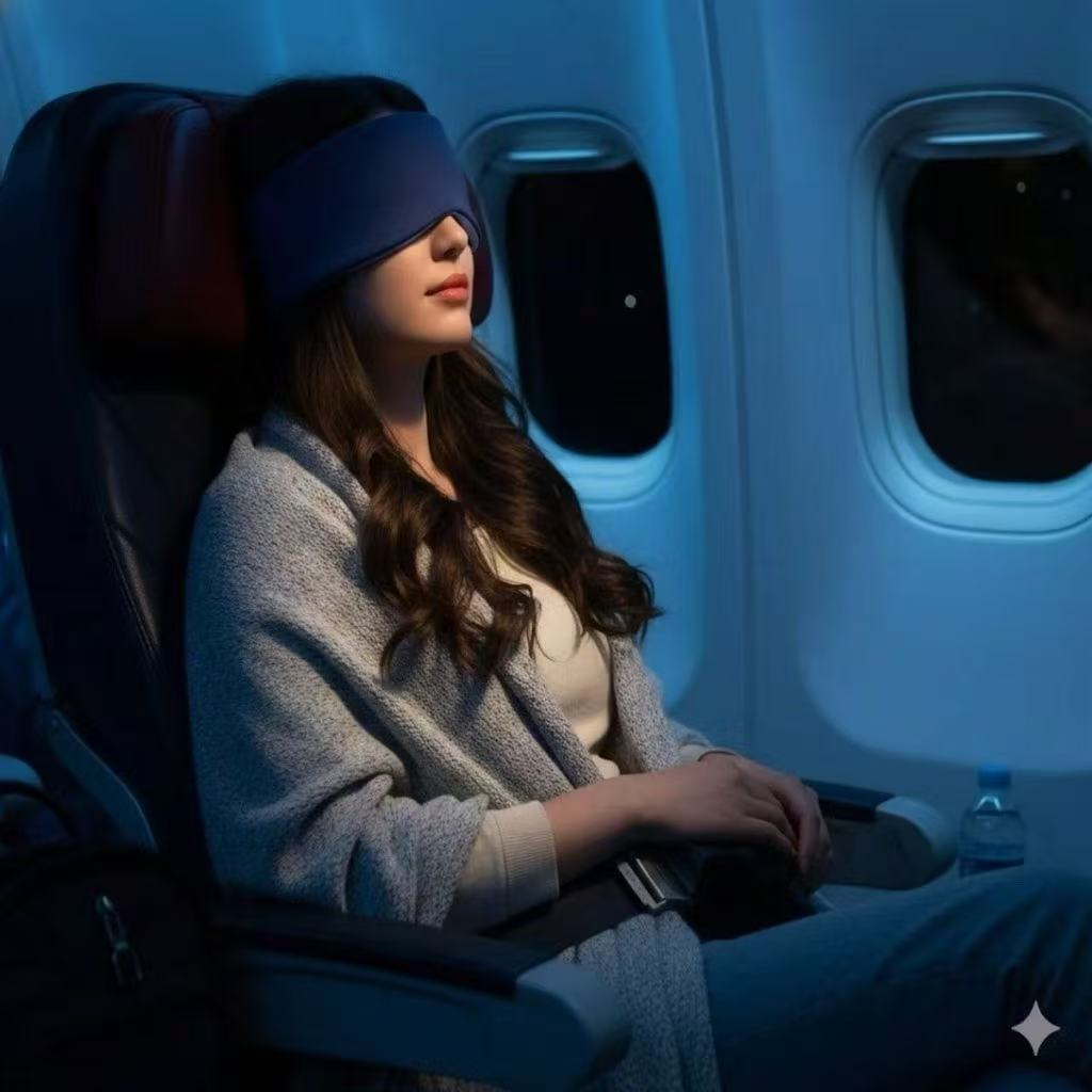 Máscara de Dormir Blackout Total 360º - Confortável Luxo para Viagem e Sono Profundo-SMILE