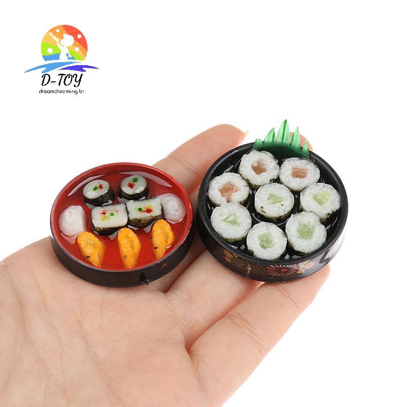 D-Toy Dollhouse Miniatura Janpanese Sushi Arroz Para Decoração De Casa De Bonecas Fingir Comida .