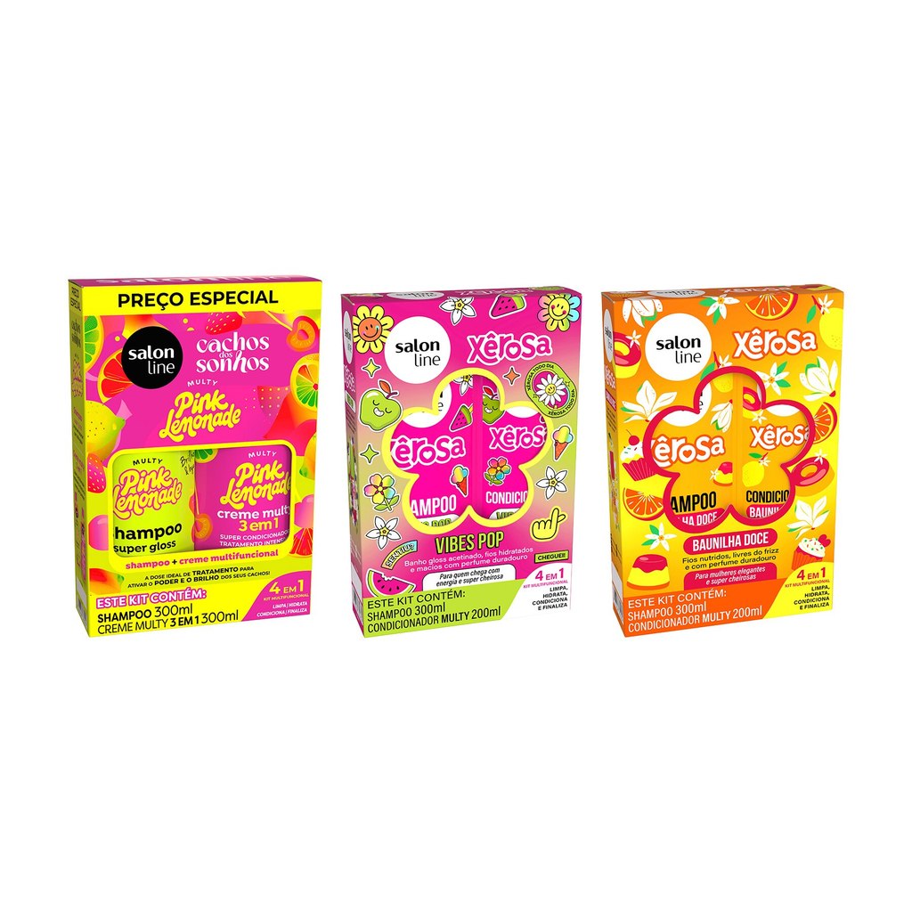Cronograma Capilar Xêrosa Baunilha Doce, Vibes Pop e Cachos dos Sonhos Pink Lemonade