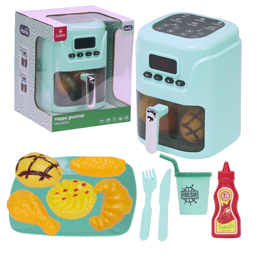 Air Fryer Brinquedo Gourmet Som Luz Acessorios Castela em Oferta na Shopee