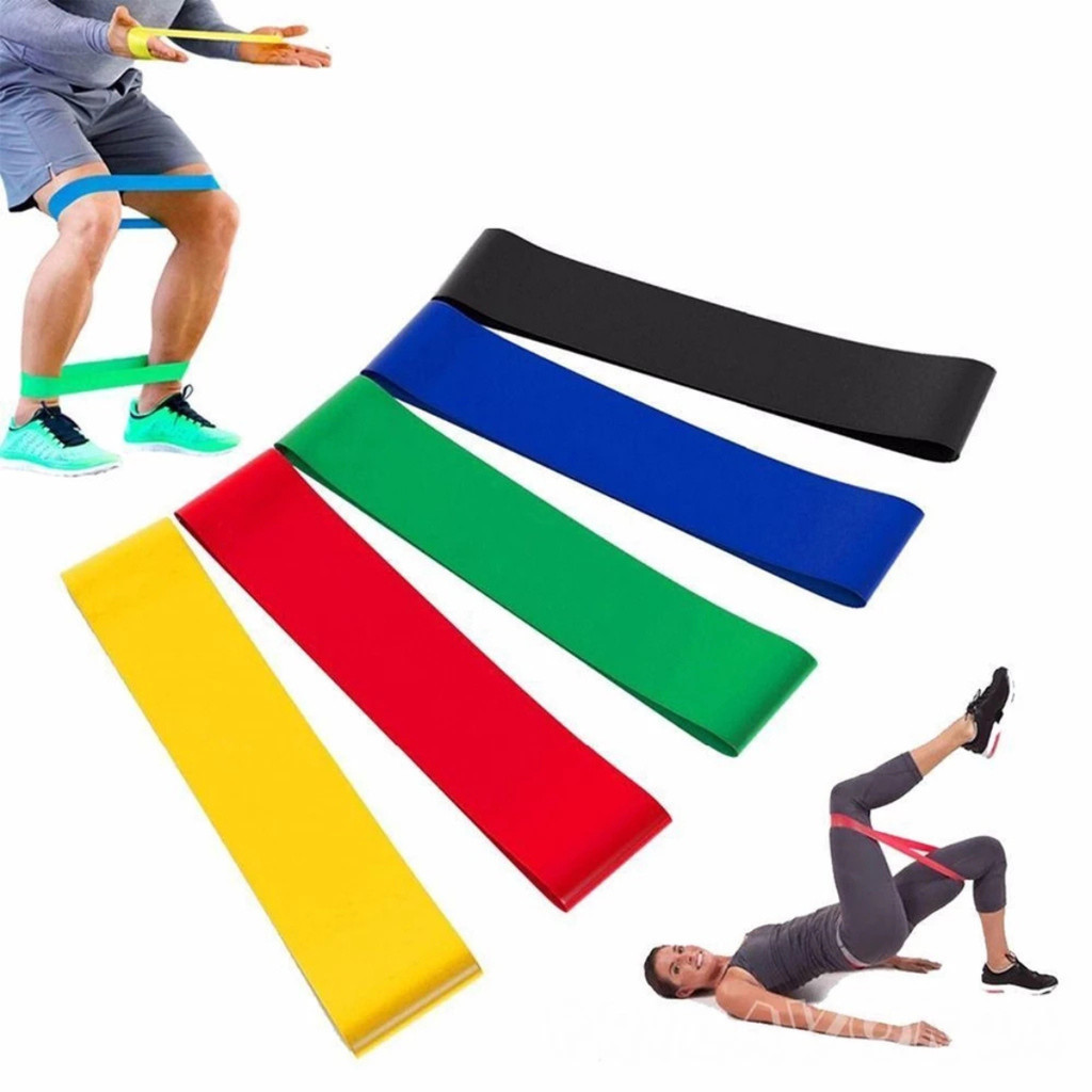 Conjunto 5 Faixas Elásticas Mini Band – Treino em Casa, Funcional e Fisioterapia
