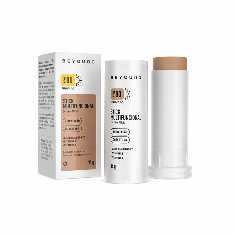 Base Beyoung Stick Multifuncional FPS 80 Cor Bege Médio 14g em Oferta na Shopee