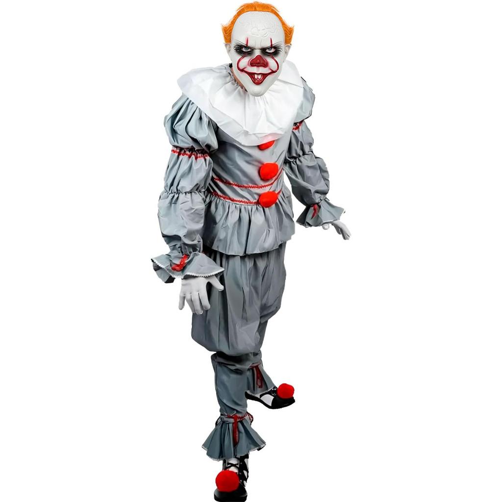 Fantasia Halloween Palhaço It a Coisa de Pennywise Cosplay de Luxo + Máscara Masculina Adulta em Oferta na Shopee