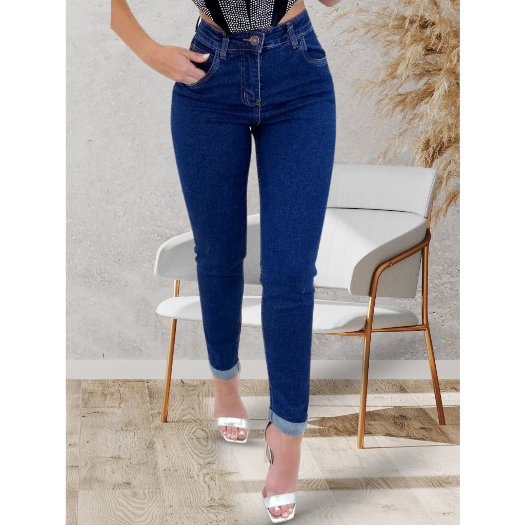 Calça Jeans Azul Escura Visual Atual Feminino