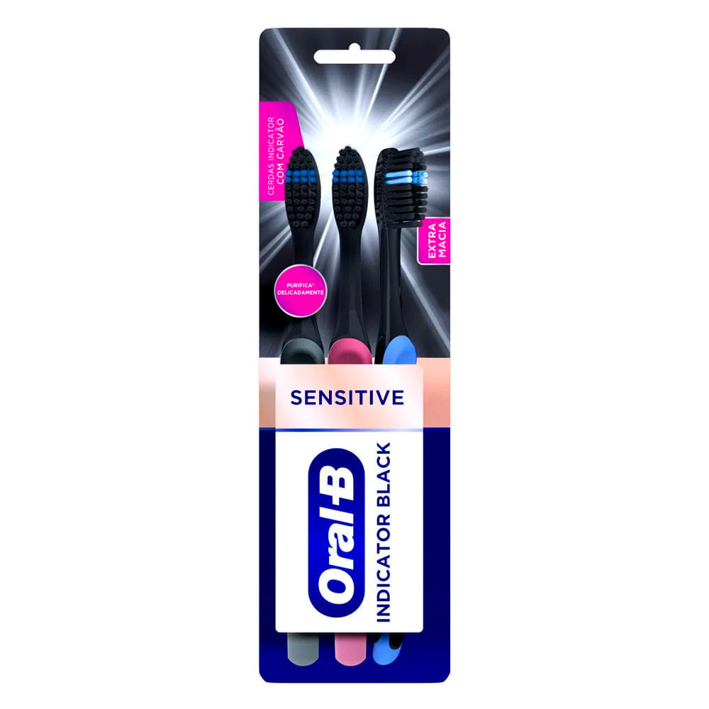 Escova Dental Oral- B Indicator Black Sensitive Com 3 Unidades em Oferta na Shopee