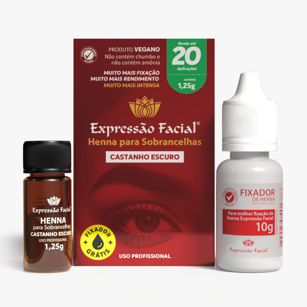 Henna para Sobrancelhas Expressão Facial Castanho Escuro com 1,25g em Oferta na Shopee