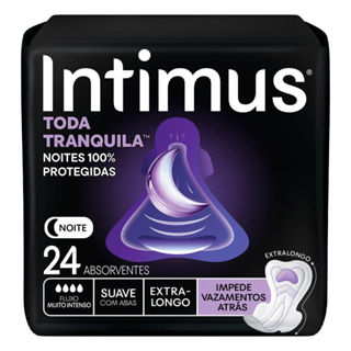 Absorvente Intimus Toda Tranquila Noite Suave com Abas Extra Longo 24 Unidades em Oferta na Shopee