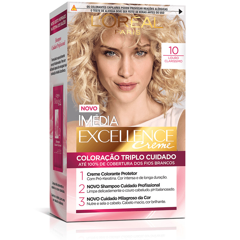 Kit Tintura Imédia Excellence L'Oréal Louro Claríssimo 10 em Oferta na Shopee