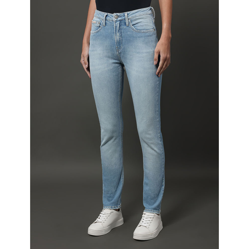 Calça Jeans Feminina Slim 5 Pockets Calvin Klein Jeans - Azul Claro em Oferta na Shopee