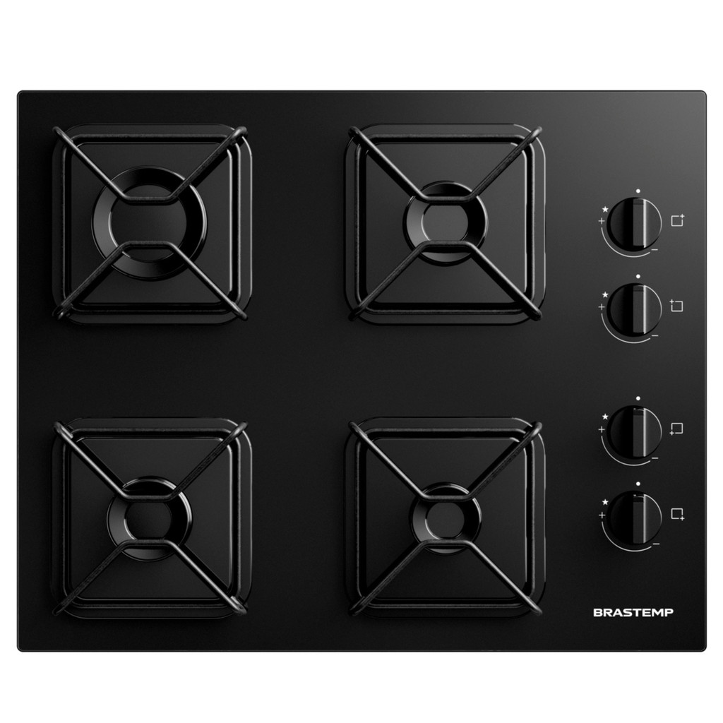 Cooktop Brastemp 4 Bocas a Gás com Grades de Ferro Aramado e Chama Simmer - BDD61BE em Oferta na Shopee
