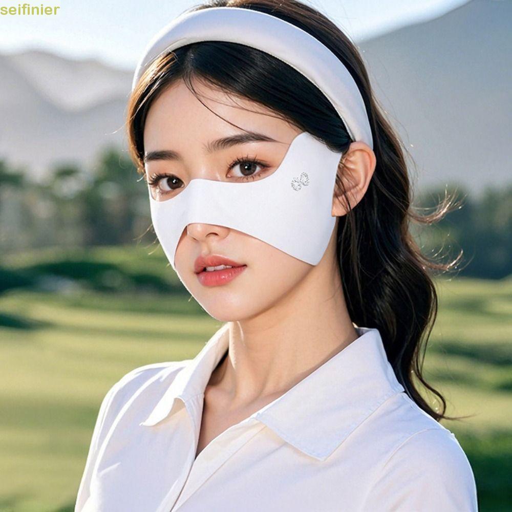 SEIFINIER Protetor Solar Para Os Olhos , Máscara Elástica Fina De Seda Gelada , Véu De Proteção De Cor Sólida