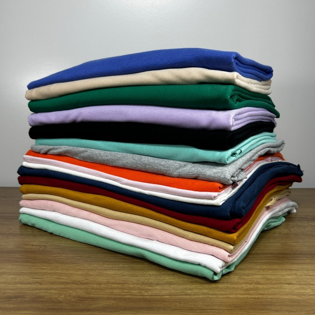 Retalho Meia Malha G Colorida Lisa Camisetas, blusas Peças G grande acima de 80cm 1kg rendimento 3,5 em Oferta na Shopee