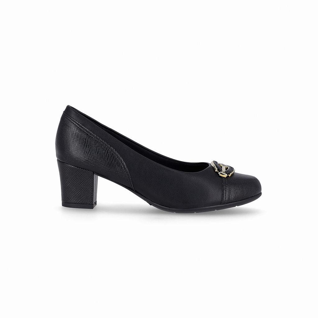 Scarpin  Laura Salto Médio Preto em Oferta na Shopee
