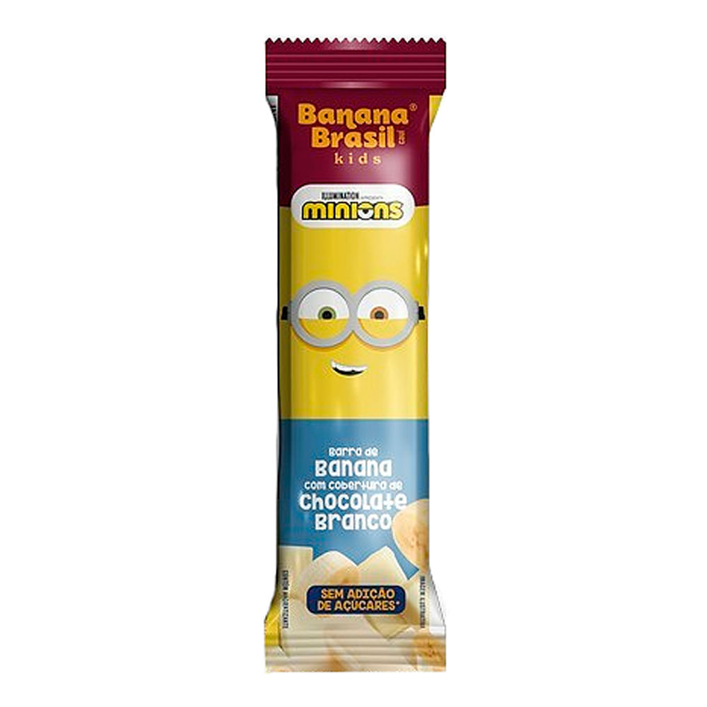 Barra de Fruta Banana Brasil Kids Minions Sabor Banana e Chocolate Branco Zero 22g em Oferta na Shopee