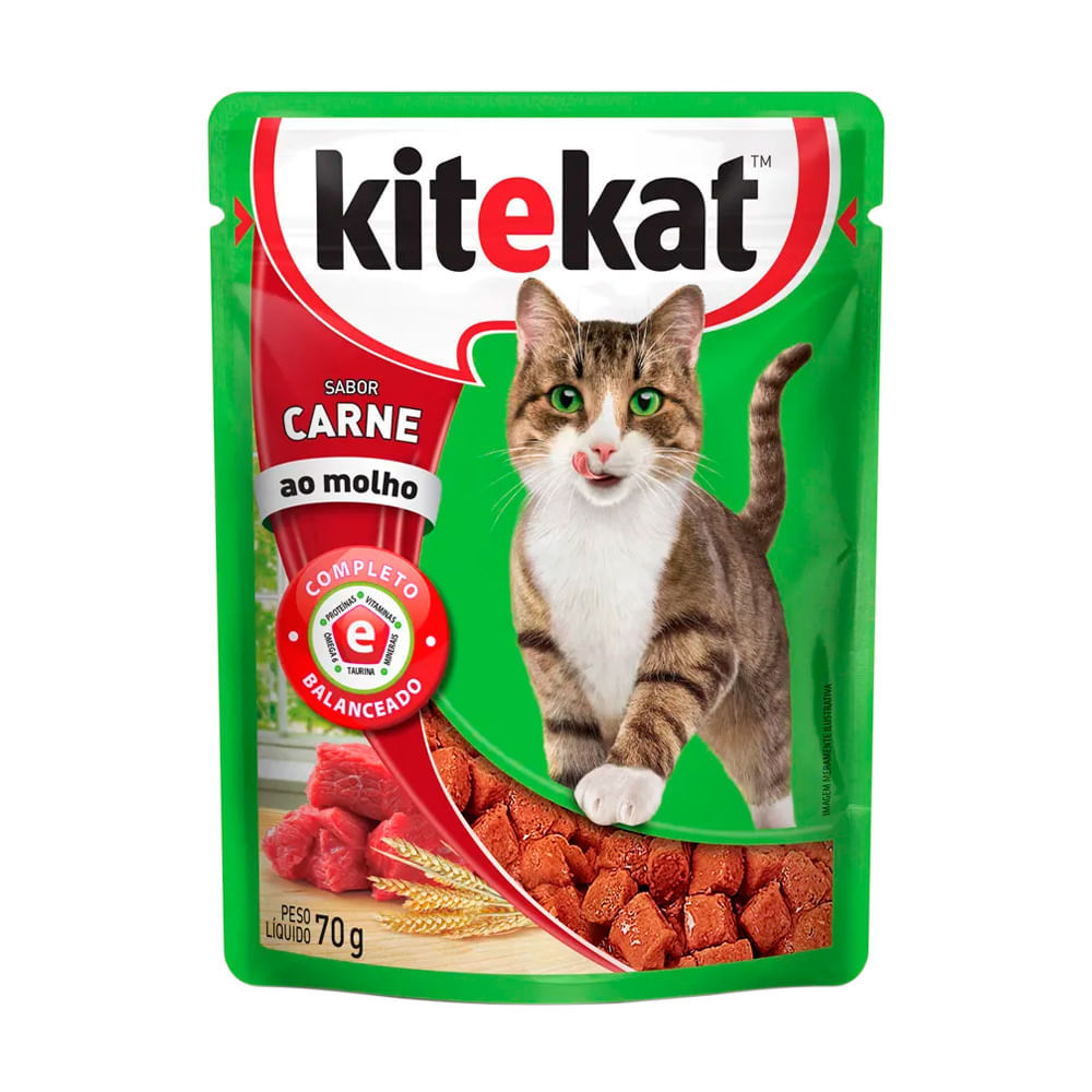 Ração Úmida para Gatos KiteKat Adulto Sabor Carne ao Molho em Sachê 70g em Oferta na Shopee