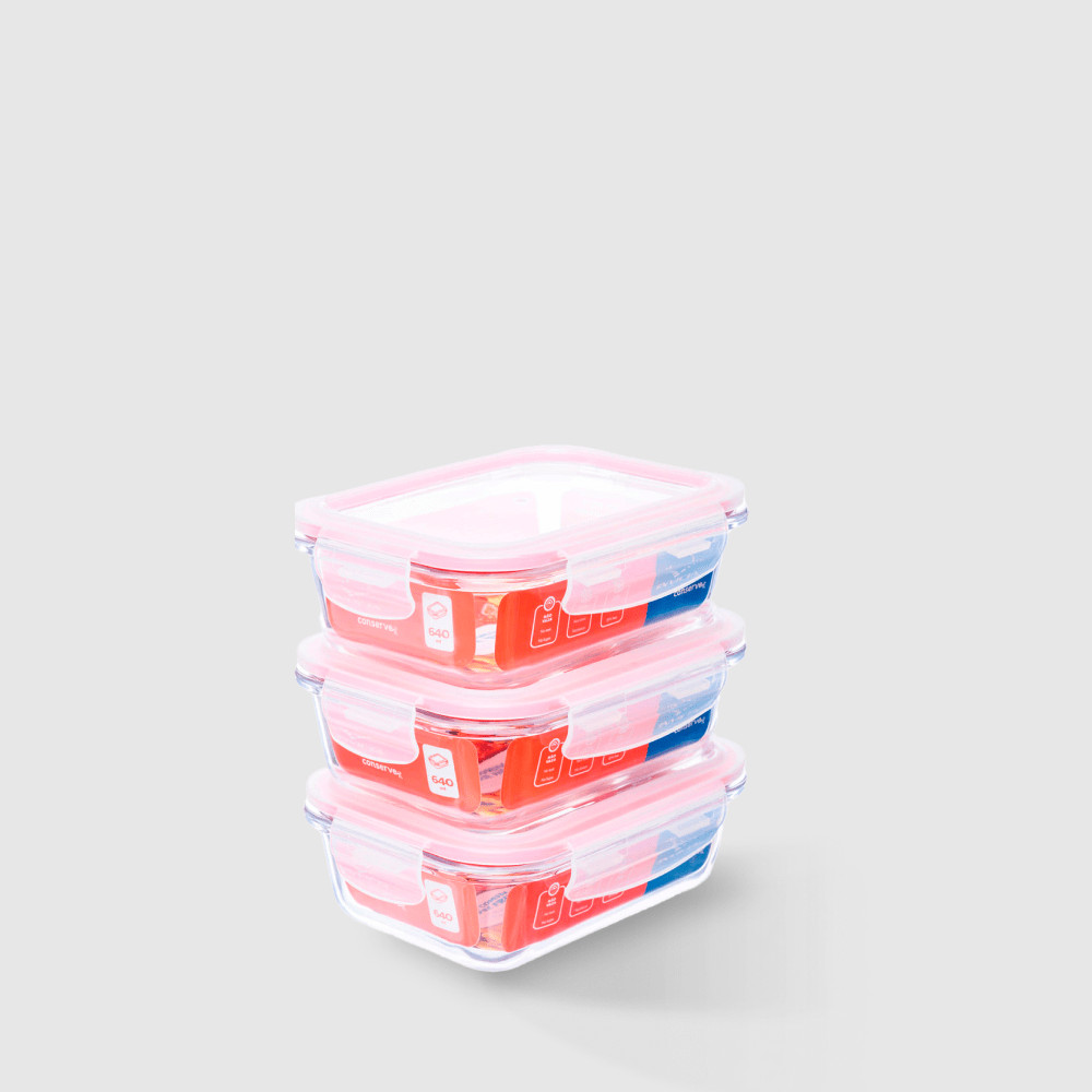 Kit com 3 Potes de Vidro Herméticos Retangulares 640ml Marmita Ideal Invicta em Oferta na Shopee
