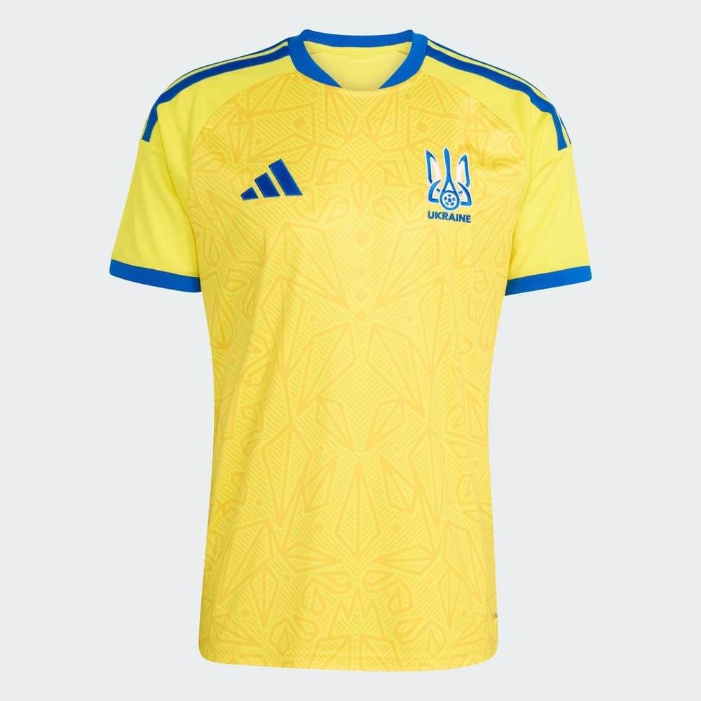 Camisa Ucrânia I Adidas 2026 Amarela/Azul Oficial + NF