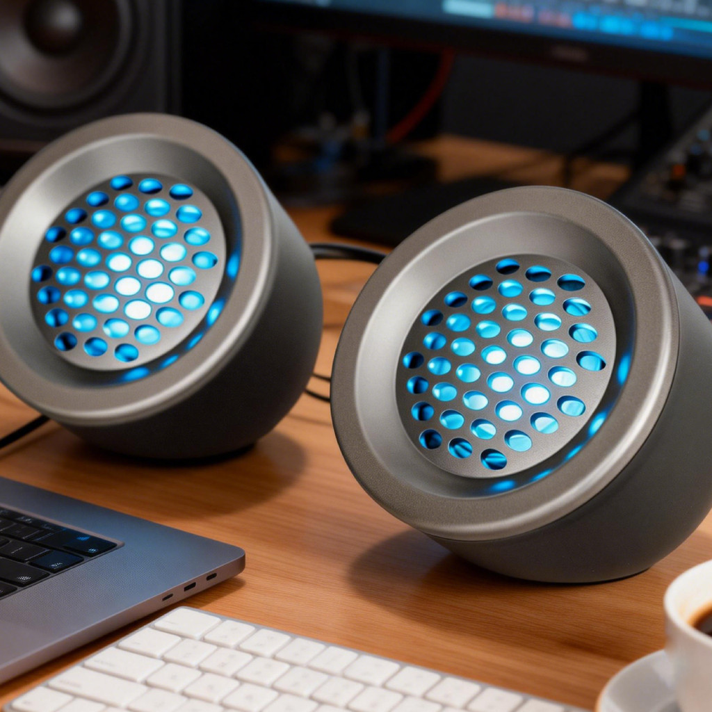 Caixa de Som Compacta 6W RMS Iluminação LED Controle de Volume USB P2 KP-RO859