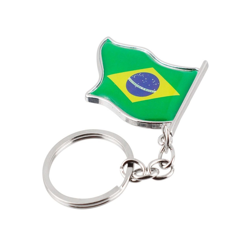 Chaveiro Brasil Bandeira torcida em metal envernizado