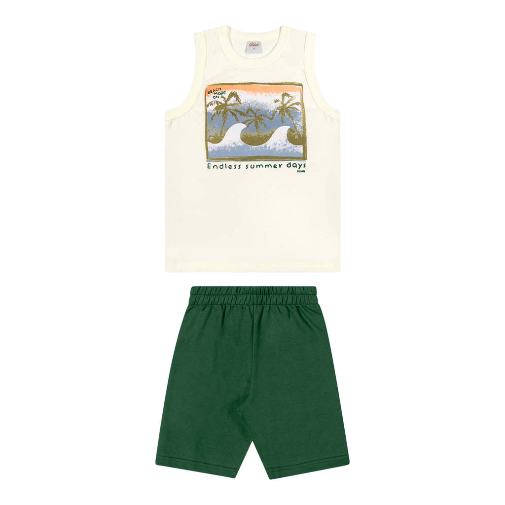 Conjunto Infantil Menino Curto Moletom Elian Bege em Oferta na Shopee