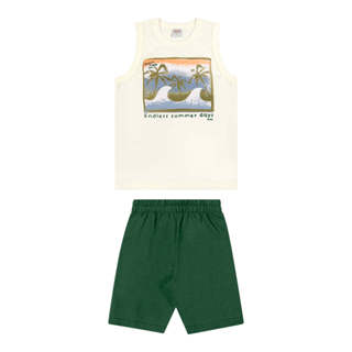 Conjunto Infantil Menino Curto Moletom Elian Bege em Oferta na Shopee