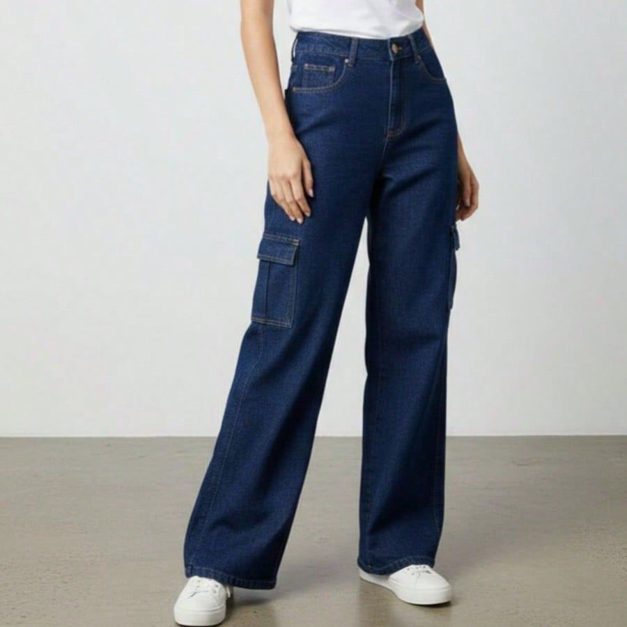 Calça Pantalona Wide Leg Cargo