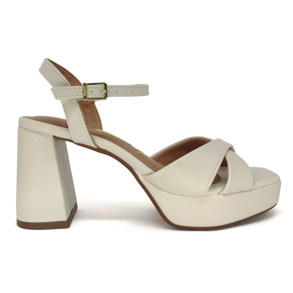 Sandália Vizzano Meia Pata Salto Grosso Bloco Médio Pelica