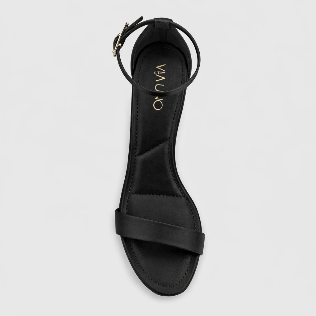 Sandália Via Uno Feminina Salto Fino Preta Elegante Moderna Moda Feminina Atual Confortável