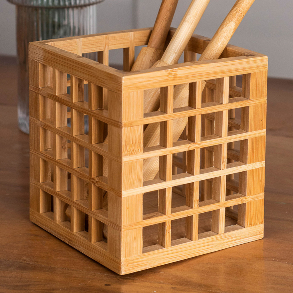 Porta Utensílios Vazado de Bambu 13cm - Oikos · foto 2