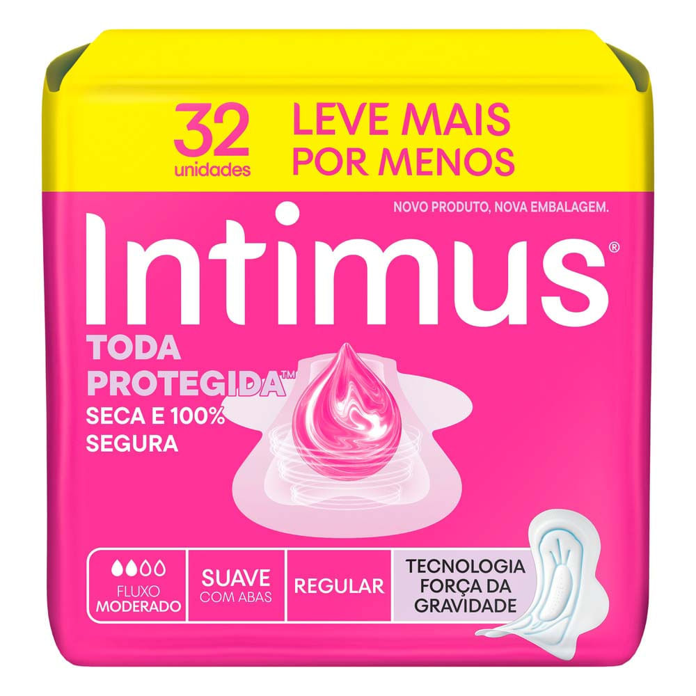 Absorvente Intimus Toda Protegida Dia Suave com Abas 32 Unidades em Oferta na Shopee