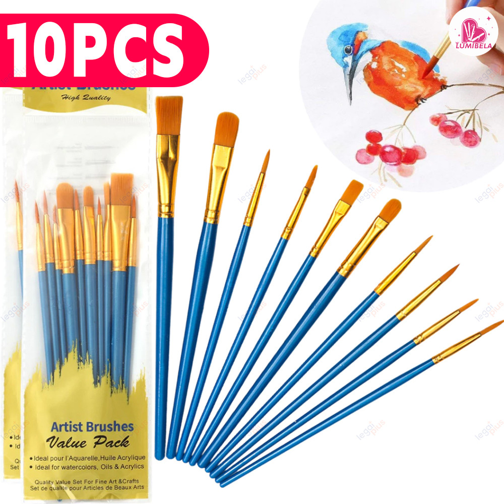 Kit Pincéis para Pintura - Cabelo de Nylon Macio para Óleo e Acrílica