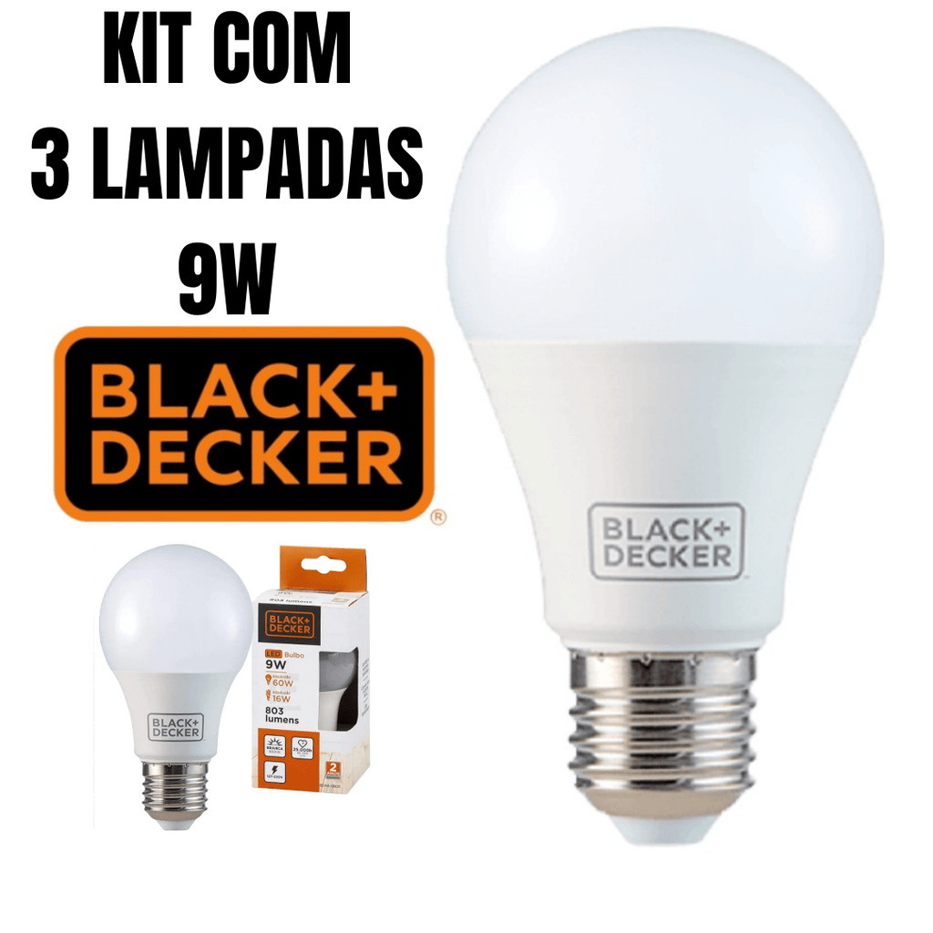 Kit 3 lampadas led bulbo 9w 6500k
