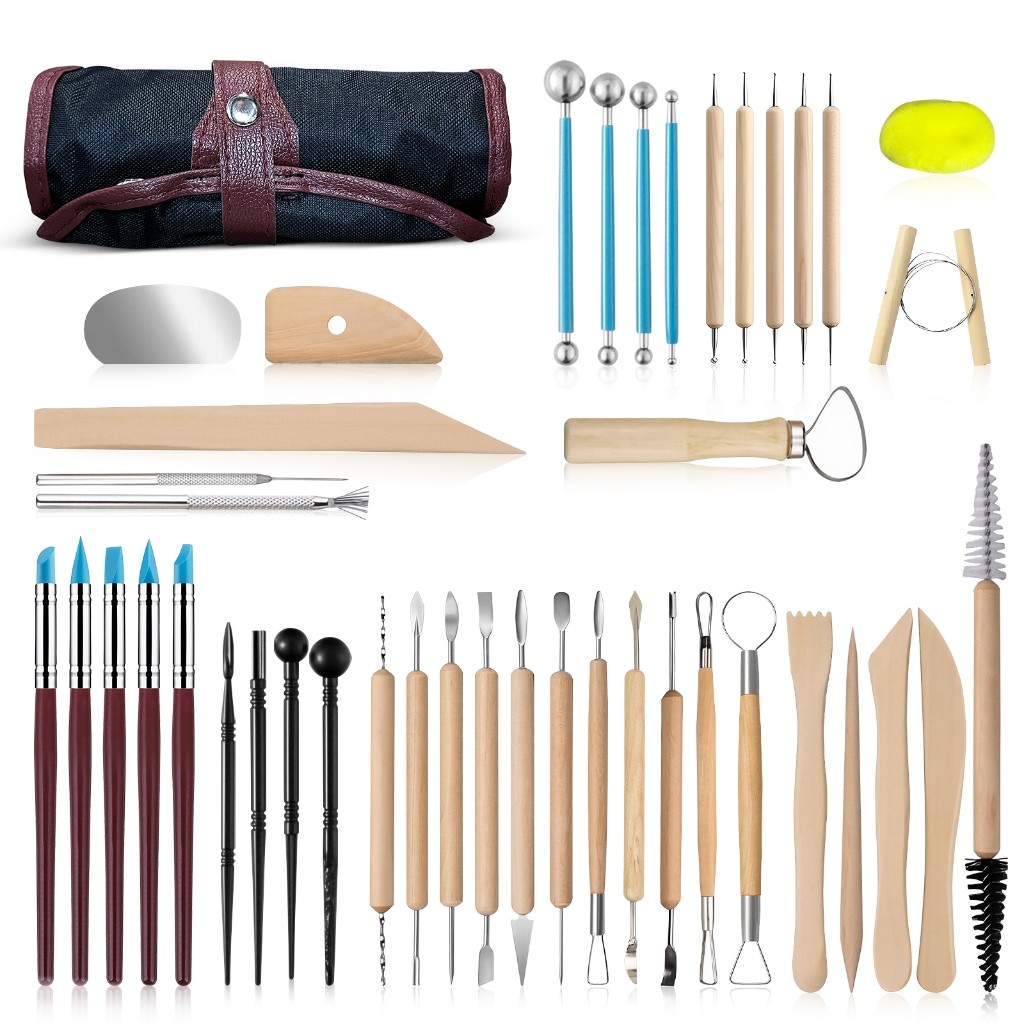 Kit Ferramentas Cerâmica 43 Peças com Estojo para Modelagem Argila Escultura em Oferta na Shopee