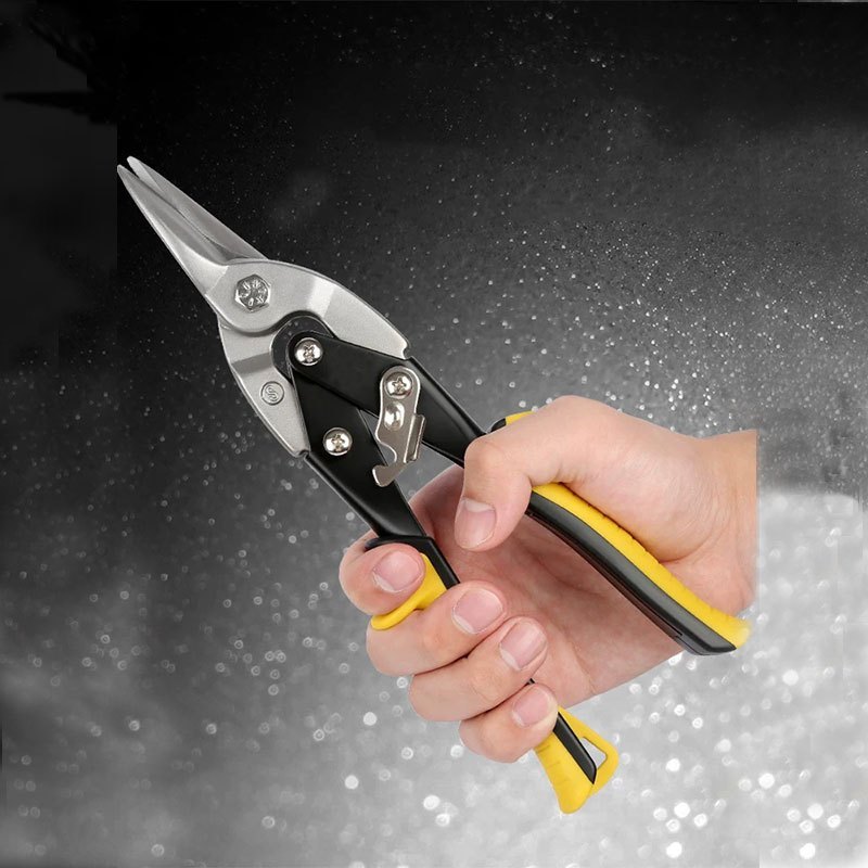 Tesoura de Aviação Profissional Corte Reto para Chapa de Ferro e Aço Inox 25cm