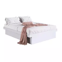 Cama Box Casal com Baú CB1140 190x140cm Haste Articulável de Aço Branco - Art In Móveis