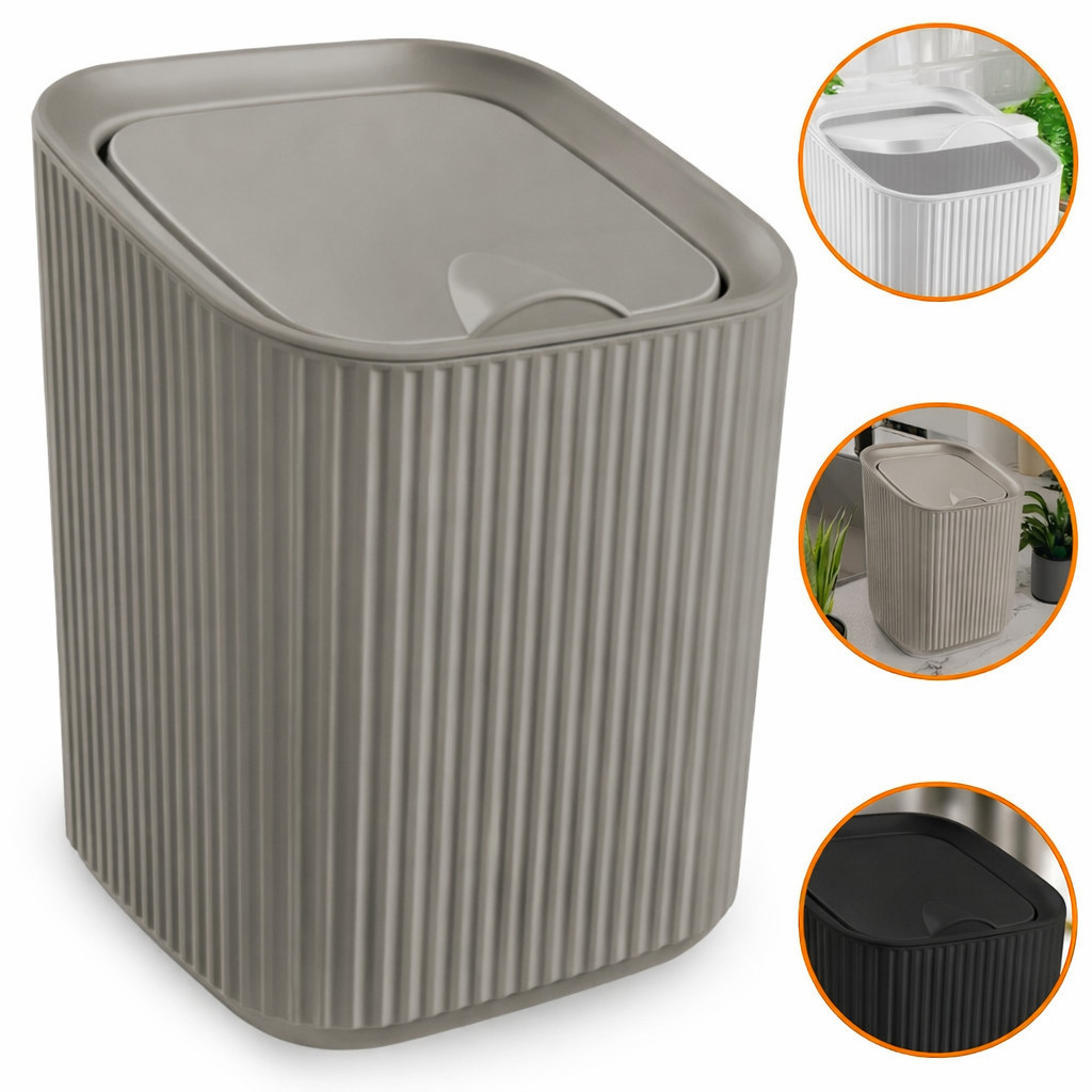 Lixeira 3 Litros com Tampa Basculante Compacta para Banheiro Cozinha