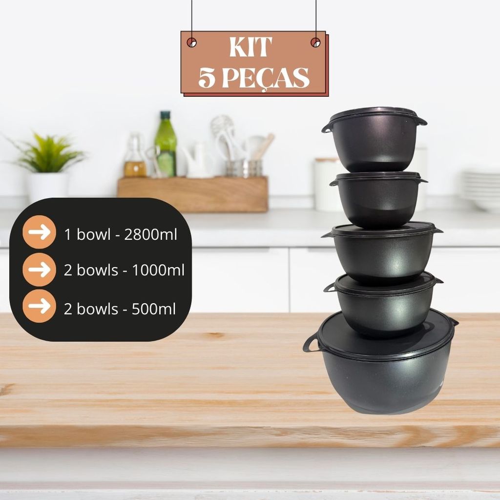Kit Jogo De Cozinha C/5 Potes De Plastico Hermetico Resistente Ideal para Armazenar Alimentos