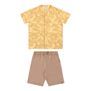Conjunto Infantil Menino Gola Padre Elian Amarelo em Oferta na Shopee