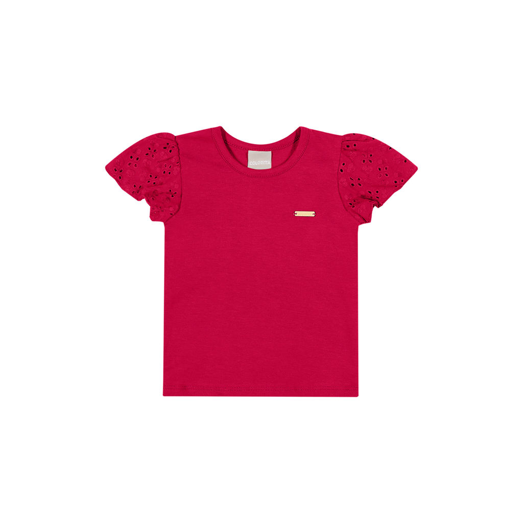 Blusa Infantil Menina Manga Godê Laise Colorittá Vermelho