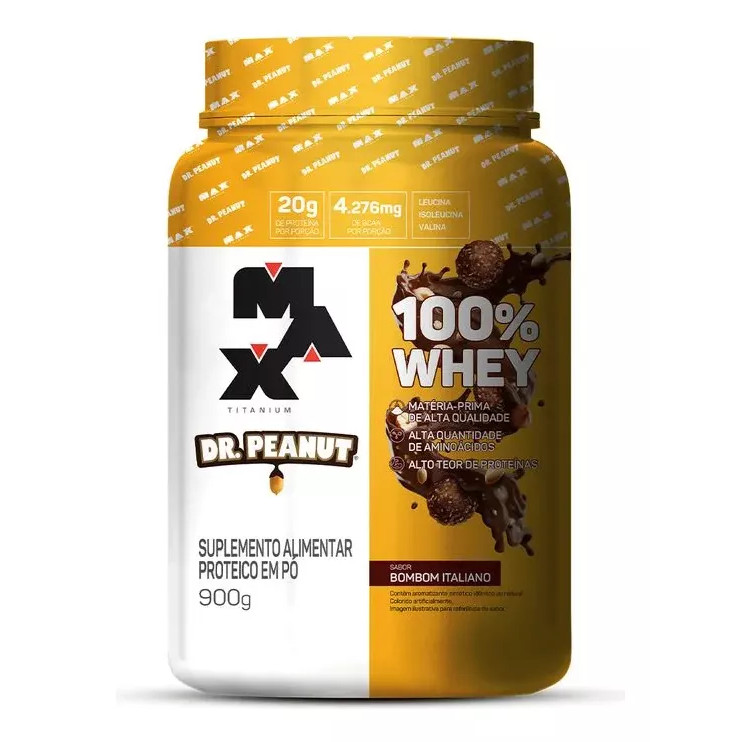 100% Whey Dr.Peanut Pote Sabor Bombom Italiano 900G Max Titanium