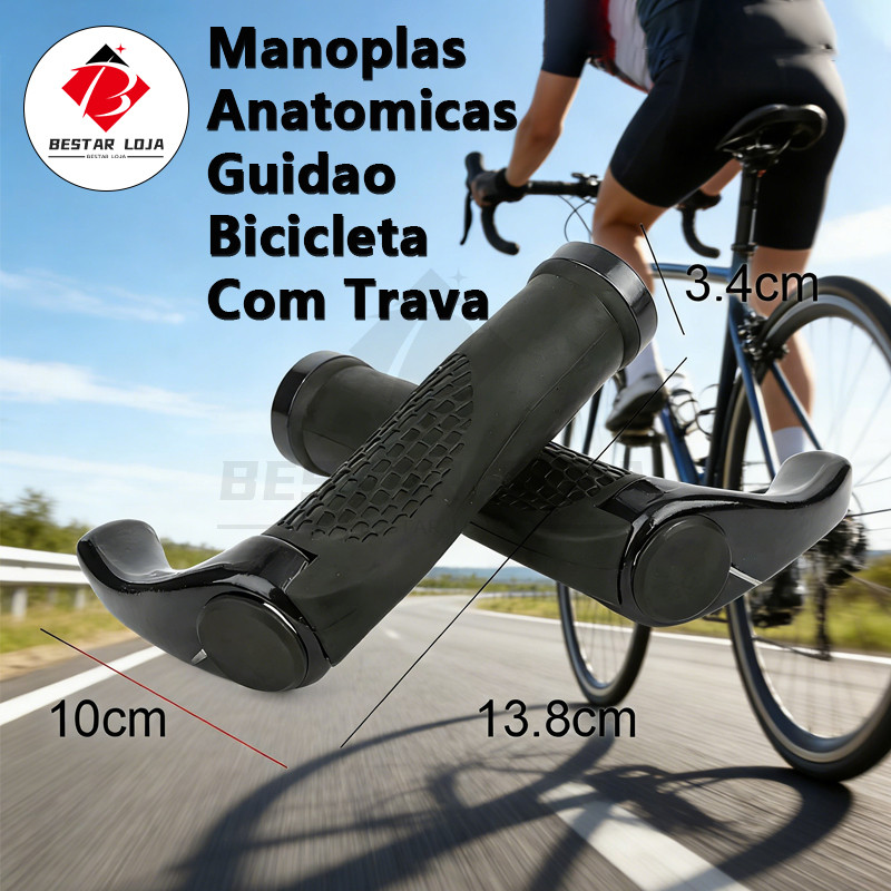 BESTAR LOJA  Par Manoplas Anatomicas Guidao Bicicleta Com Trava Bar End
