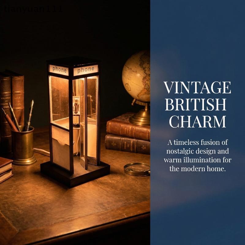 tianyuan111 Lâmpada De Cabine Telefônica Alta Retrô Vintage , Candeeiro De Mesa Clássico Para Com Luz LED Quente , Notur