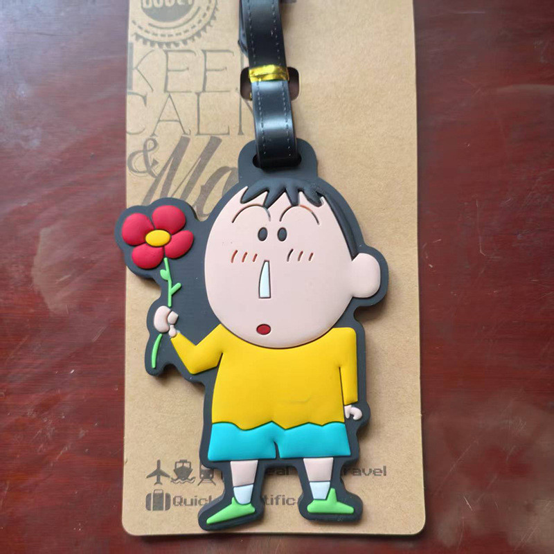 Etiqueta de bagagem fofa indispensável para viagem Novo estilo Crayon Shin-Chan Etiqueta de bagagem para cachorro branco