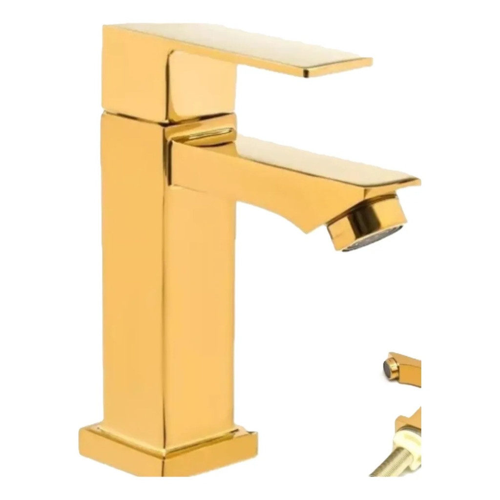 Torneira P Banheiro Dourada Acabamento Aço Inoxidável Aikino